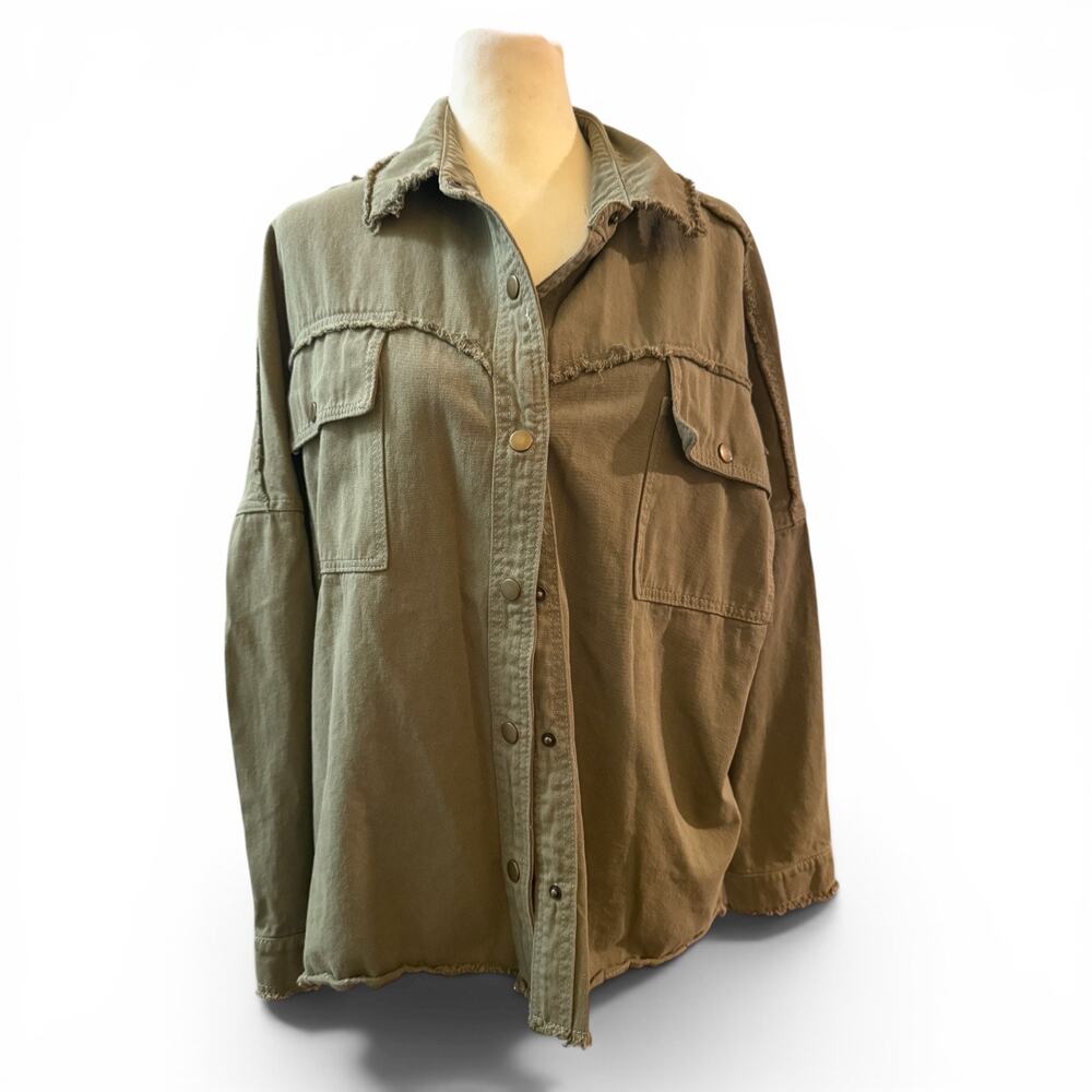 Davi & Dani Women’s Plus Rock & Roll Utility Jacket Olive Size Medium